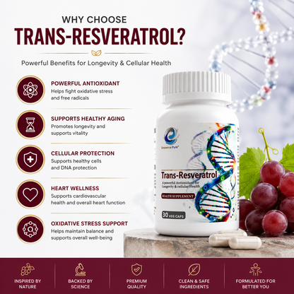 Eminence Pure Trans-Resveratrol 500mg | 98% Pure Extract | Cellular Health & Longevity Support | 30 Veg Capsules